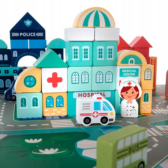 BlockCity, komplet kock različnih oblik s priročno škatlo in podlogo za igro - Image 9