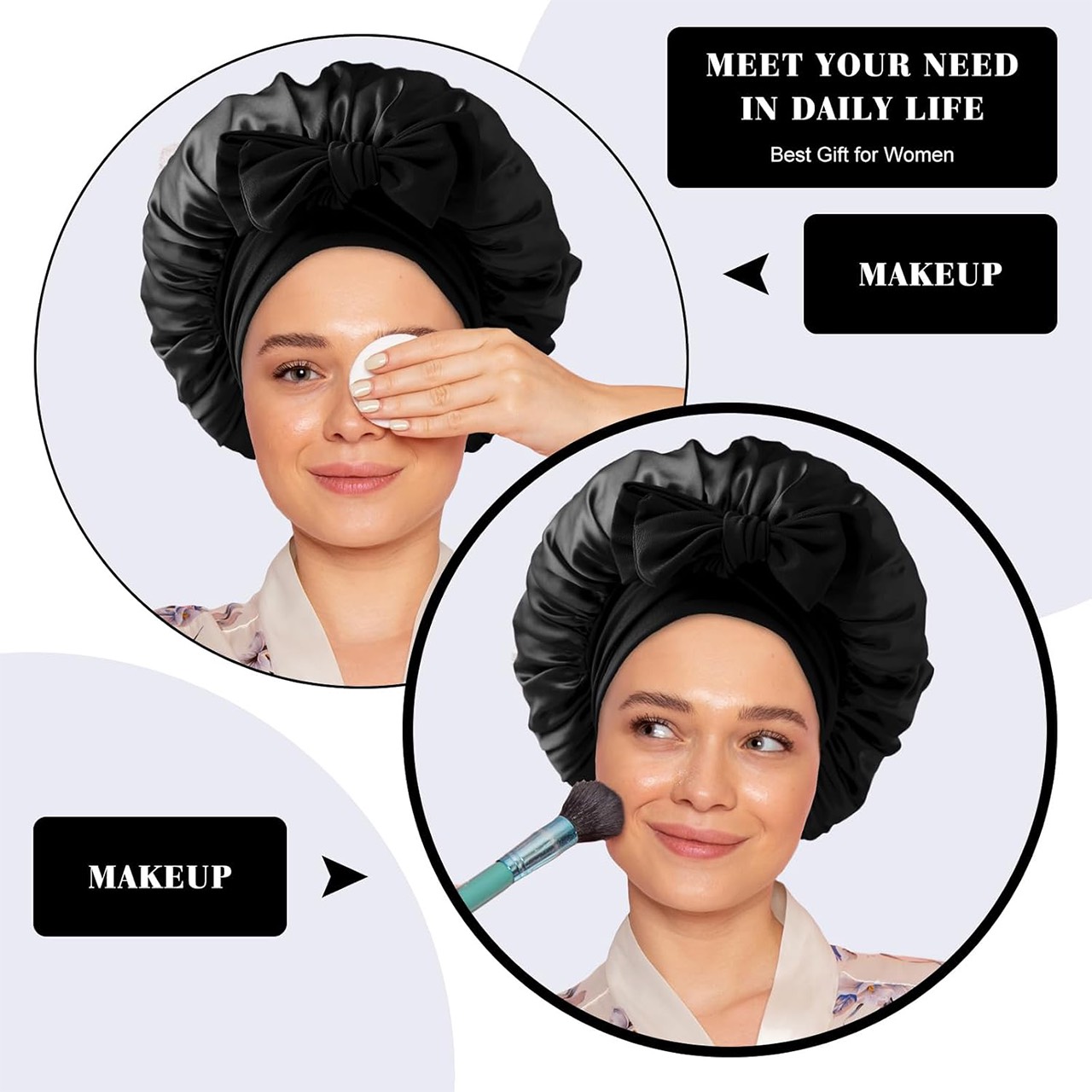 Bonnet, satenasta spalna kapa za lase - Image 5