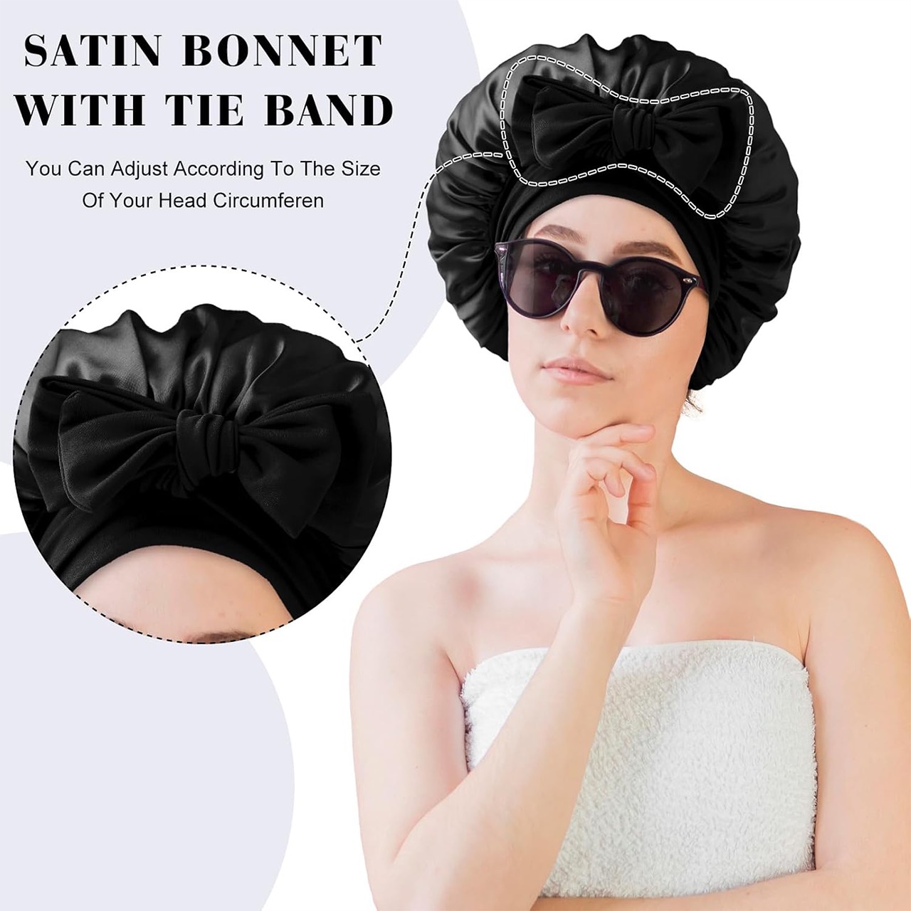 Bonnet, satenasta spalna kapa za lase - Image 6