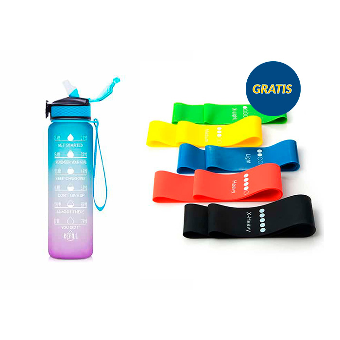 BottleBundle, Motivacijska plastenka za vodo + 5-delni set elastik za vadbo - Image 2