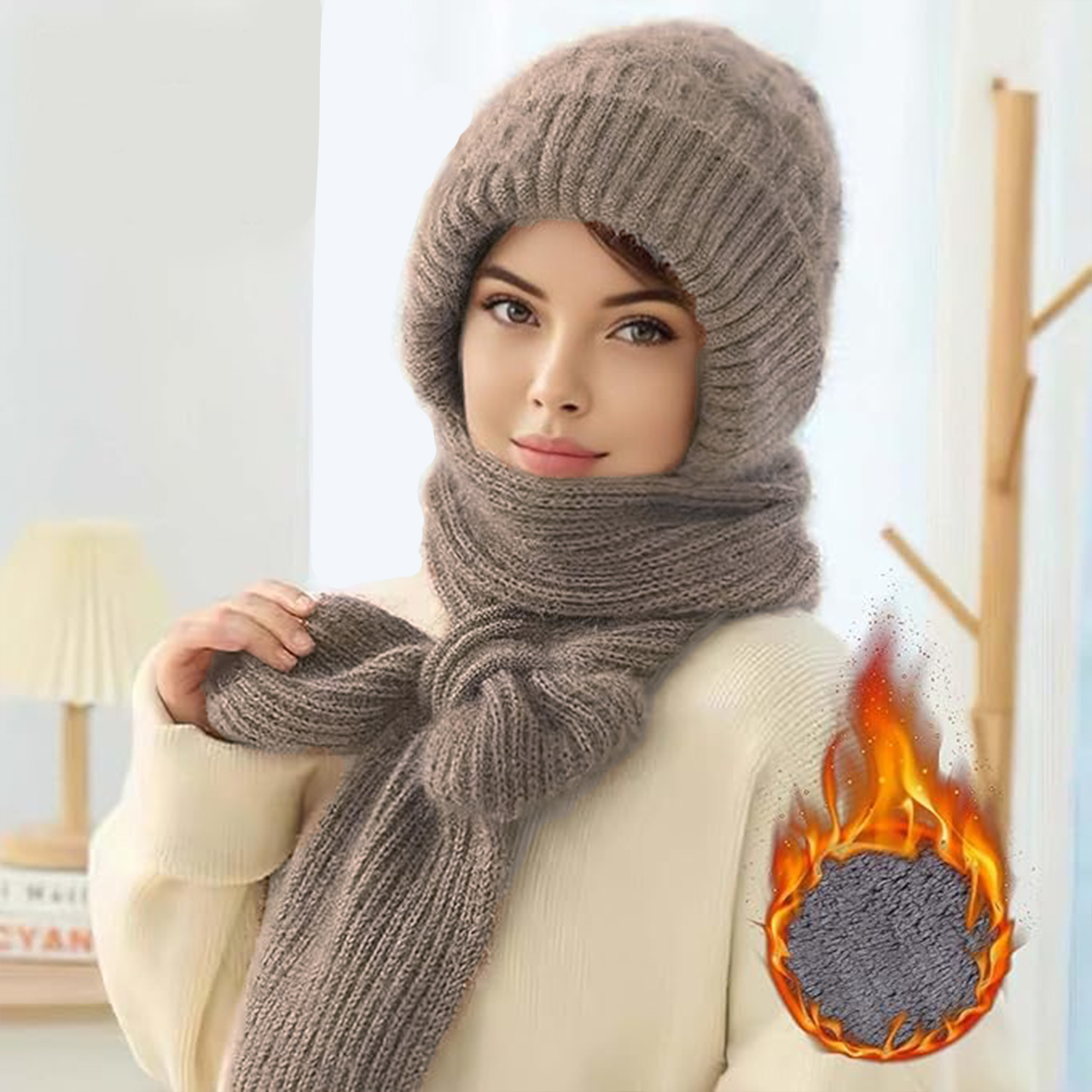 CapScarf, ženska zimska kapa z všitim šalom - Image 3
