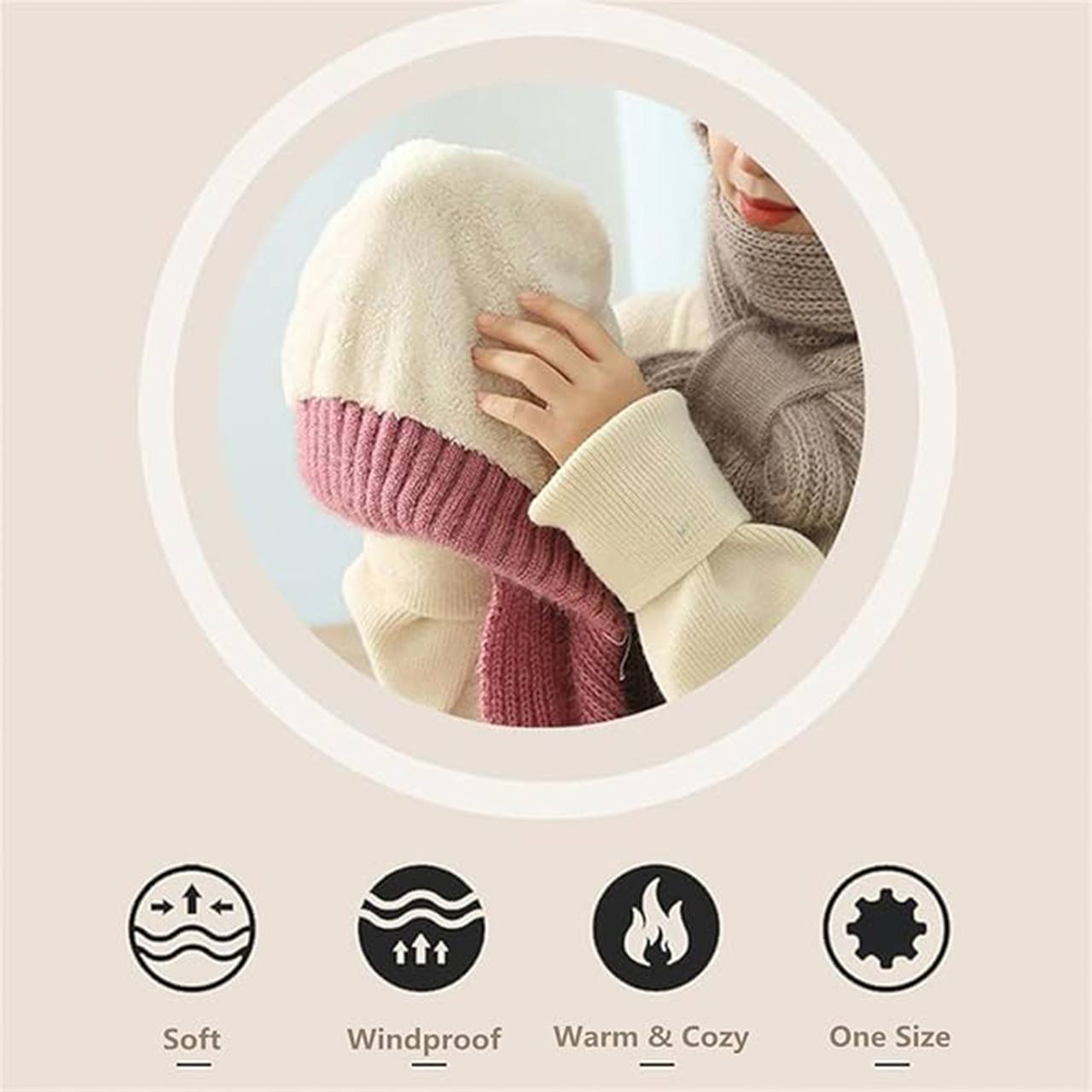 CapScarf, ženska zimska kapa z všitim šalom - Image 7