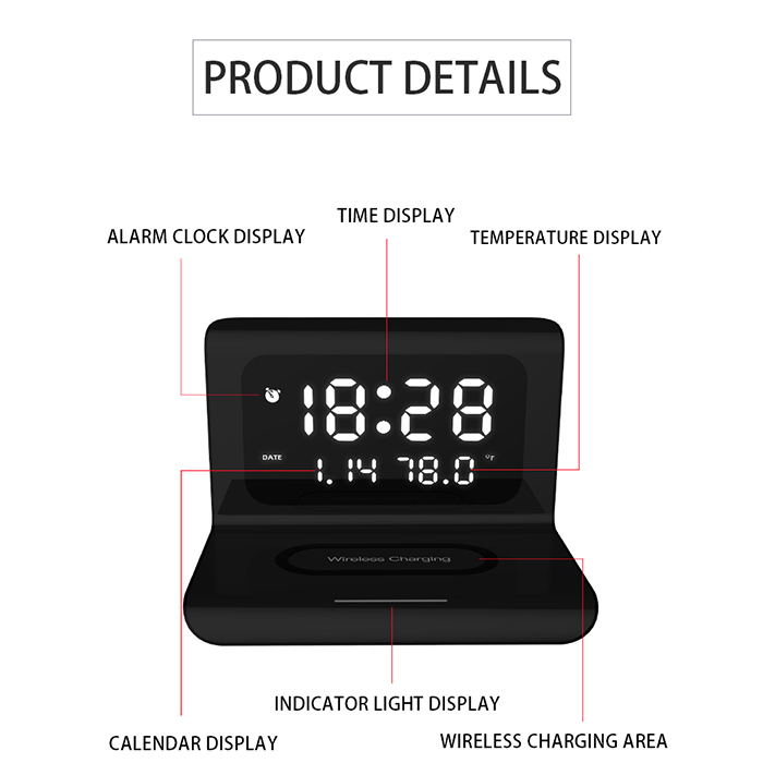 DigitalStation, polnilna postaja s 4 funkcijami: alarm, koledar, termometer in brezžični polnilec - Image 2