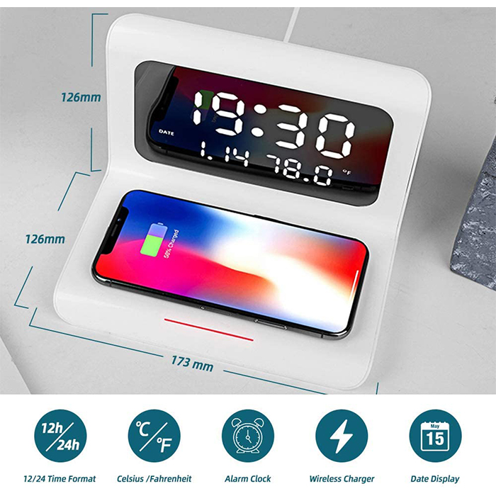 DigitalStation, polnilna postaja s 4 funkcijami: alarm, koledar, termometer in brezžični polnilec - Image 4