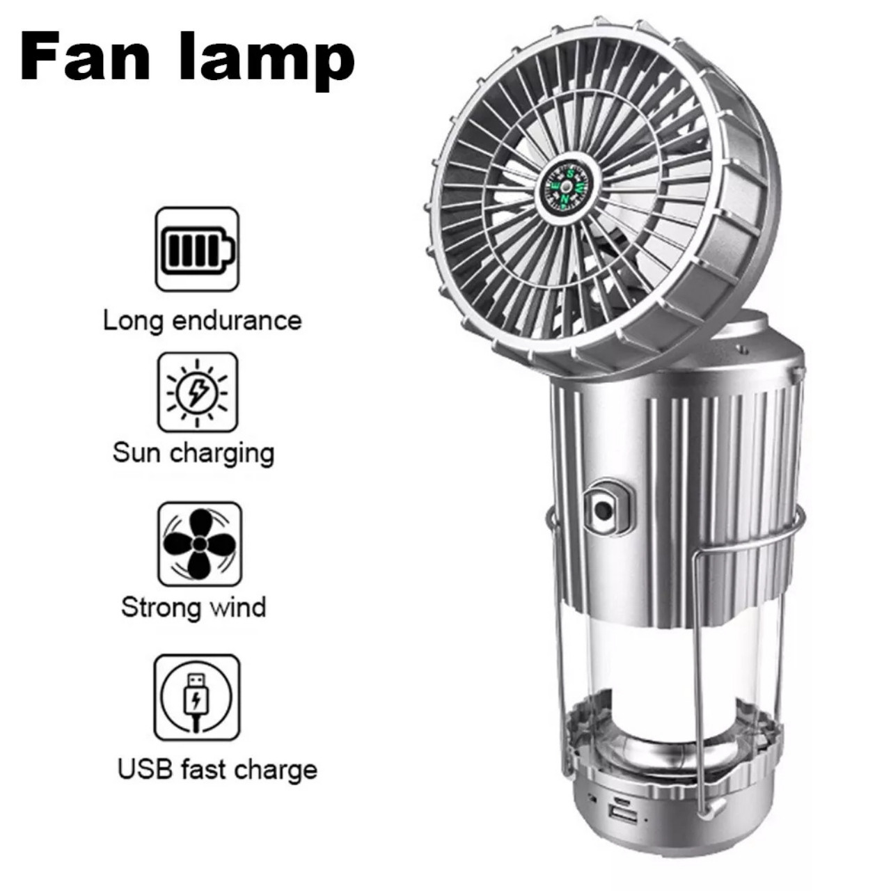 Fan, večnamenska 5 v 1 solarna LED svetilka z ventilatorjem - Image 4