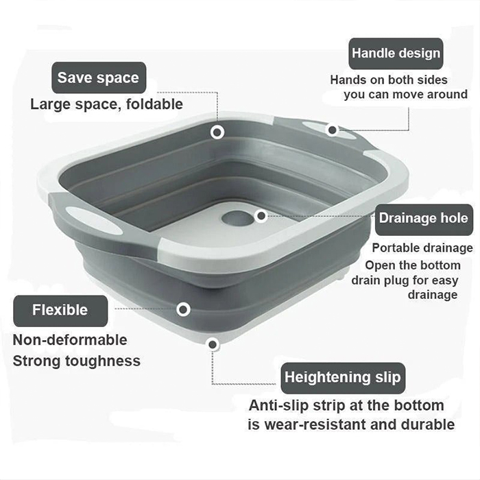 FoldableStrainer, multifunkcijsko cedilo, posoda za shranjevanje in deska za rezanje v enem - Image 8