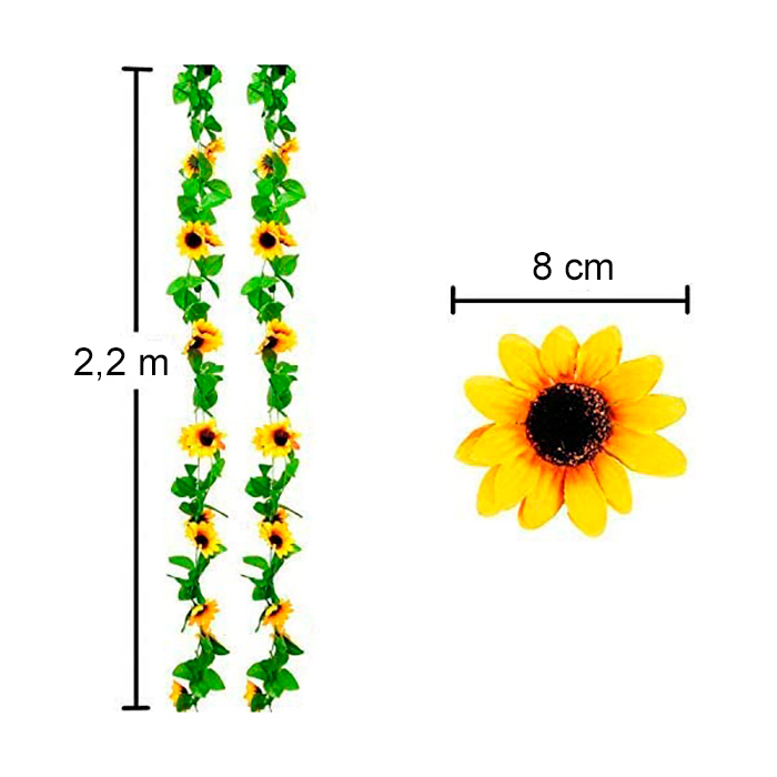 GarlandSunflower, umetna girlanda iz sončnic z naravnim izgledom (2 kosa) - Image 2
