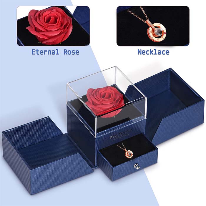 GiftBox, ogrlica z darilno škatlo in čudovito umetno vrtnico - Image 4
