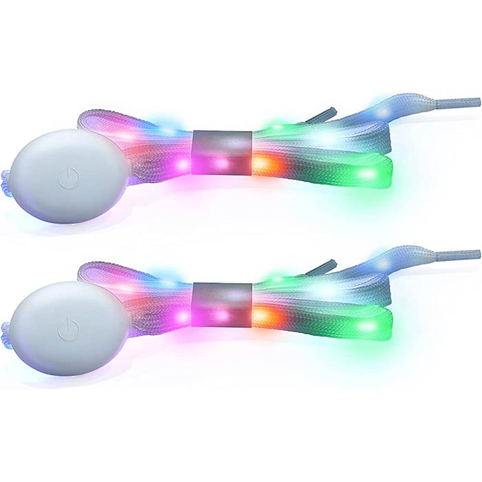 LedLaces, svetleče vezalke – bele s pisanimi led lučkami - Image 6