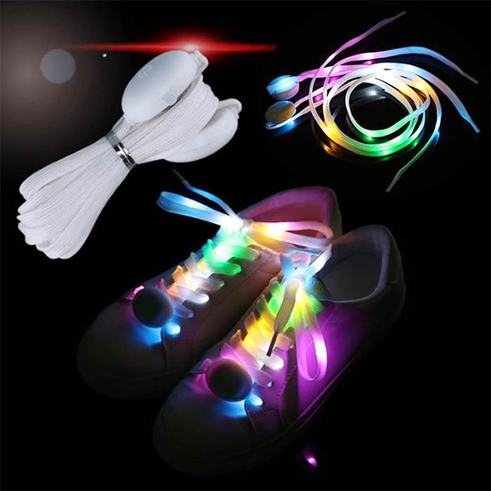 LedLaces, svetleče vezalke – bele s pisanimi led lučkami - Image 7