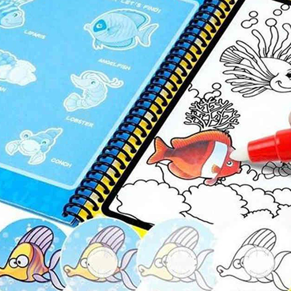 MagicWaterBook, komplet 3 magičnih pobarvank z vodnimi pisali za ustvarjanje brez umazanije - Image 4