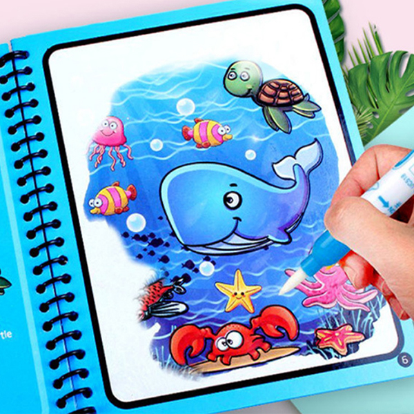 MagicWaterBook, komplet 3 magičnih pobarvank z vodnimi pisali za ustvarjanje brez umazanije - Image 8