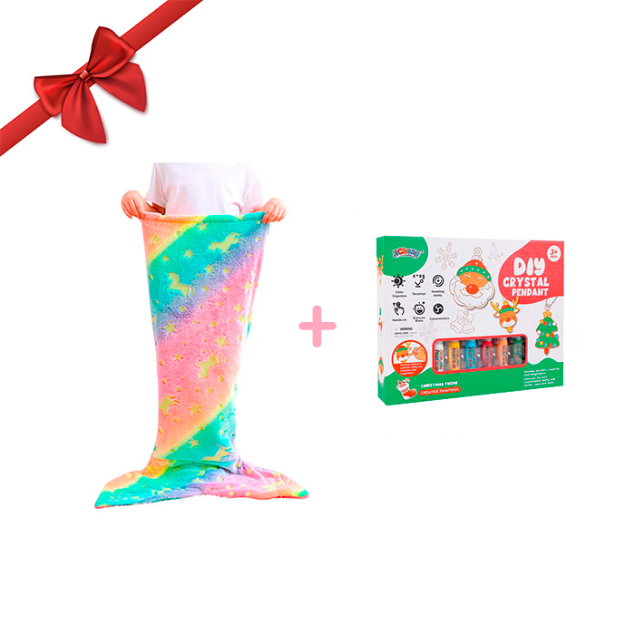 MermaidArtCraft, darilni set z dekliško odejo in božičnim setom za ustvarjanje obeskov GRATIS - Image 2