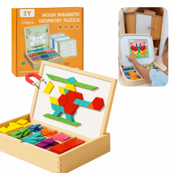PUZZGEO, Magnetni leseni puzzle set (225 kosov)