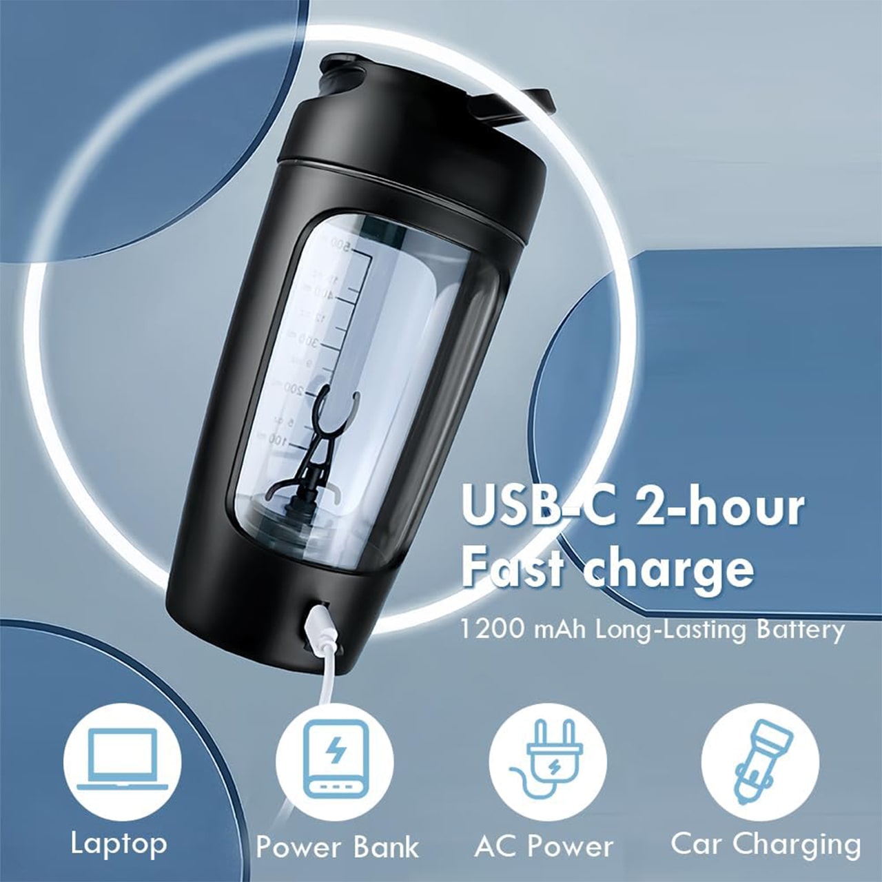 ProteinShaker, električni shaker s posodico, ki je hkrati tudi steklenička - Image 3