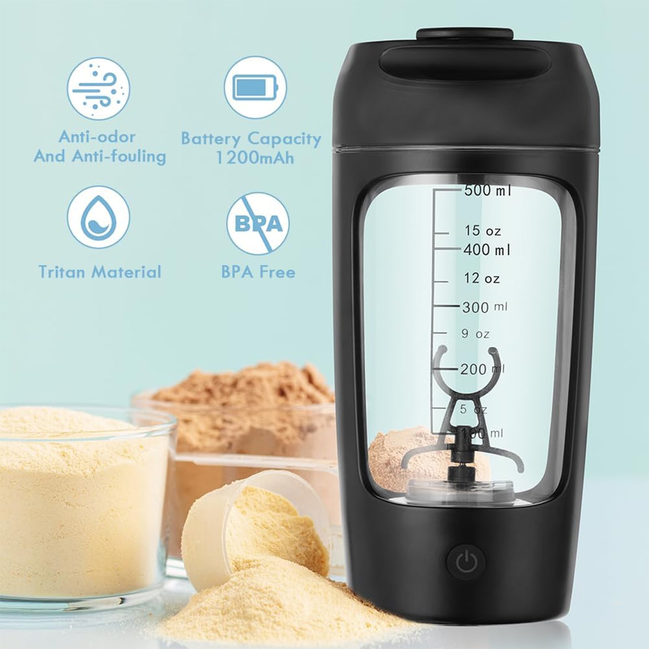 ProteinShaker, električni shaker s posodico, ki je hkrati tudi steklenička - Image 4