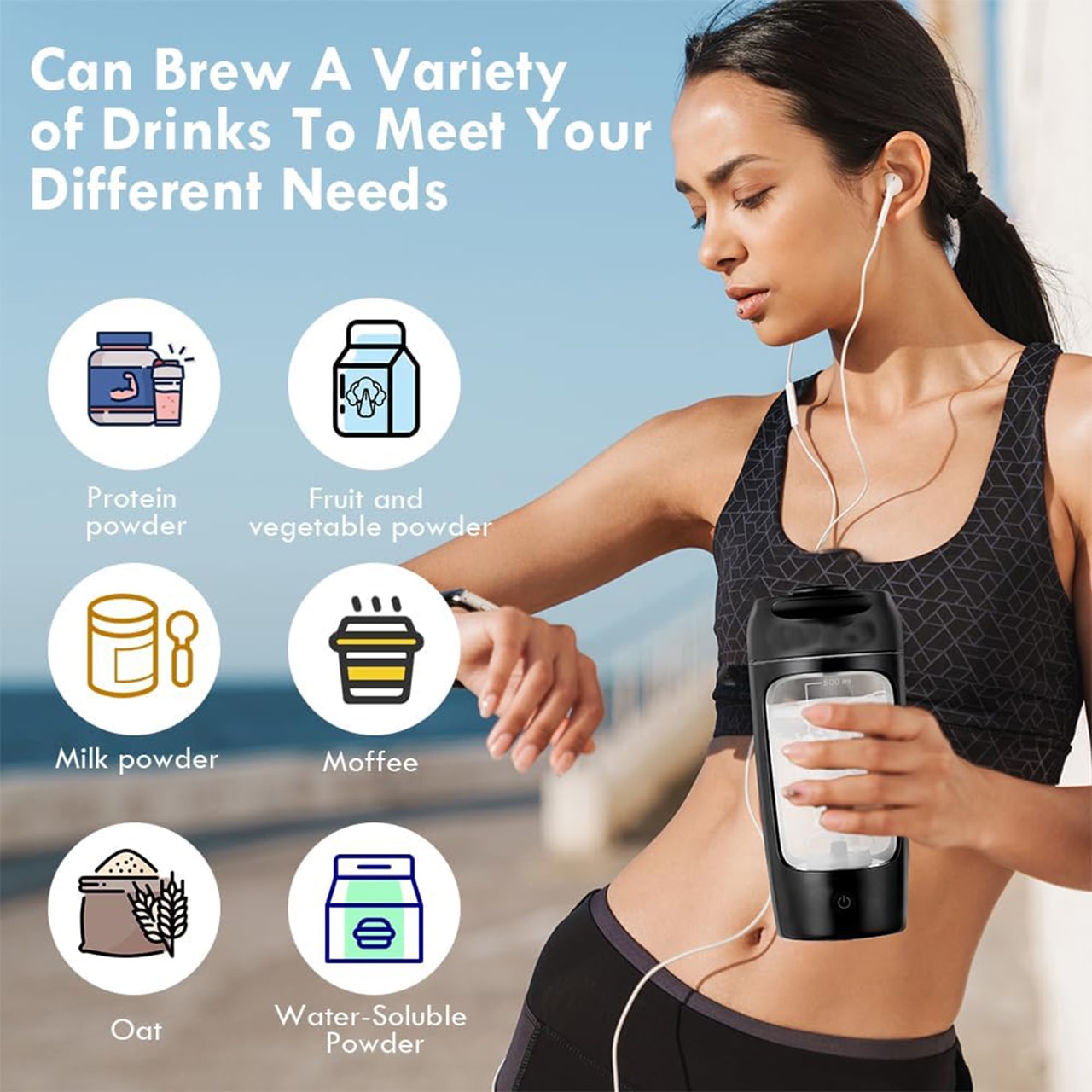 ProteinShaker, električni shaker s posodico, ki je hkrati tudi steklenička - Image 5