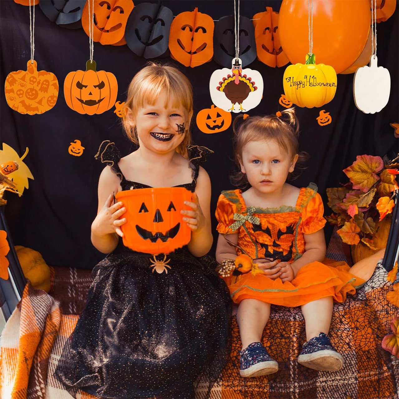 Pumpkins, lesene ploščice v obliki buč, na katerih ustvarjate sami (10 kosov) - Image 4
