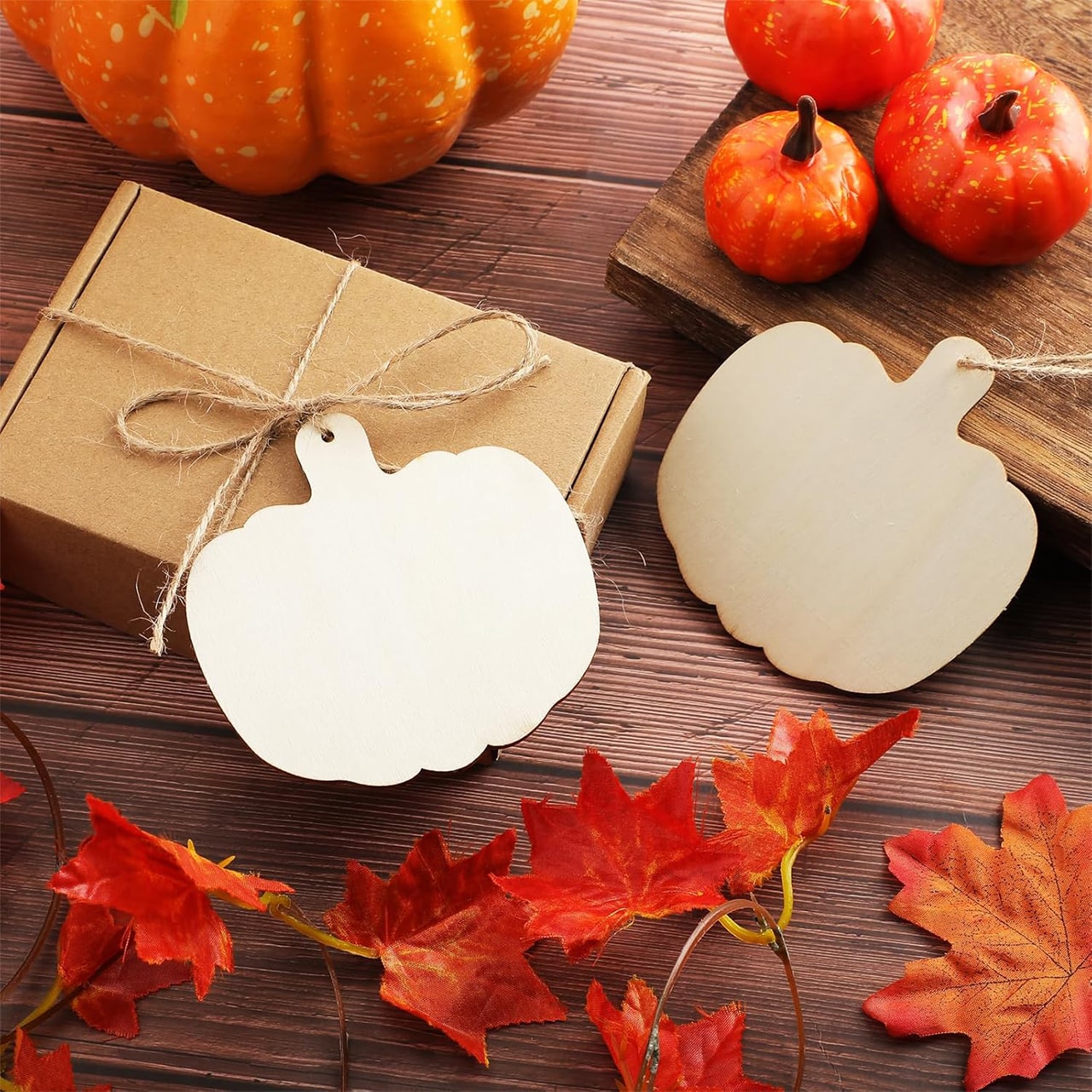 Pumpkins, lesene ploščice v obliki buč, na katerih ustvarjate sami (10 kosov) - Image 5