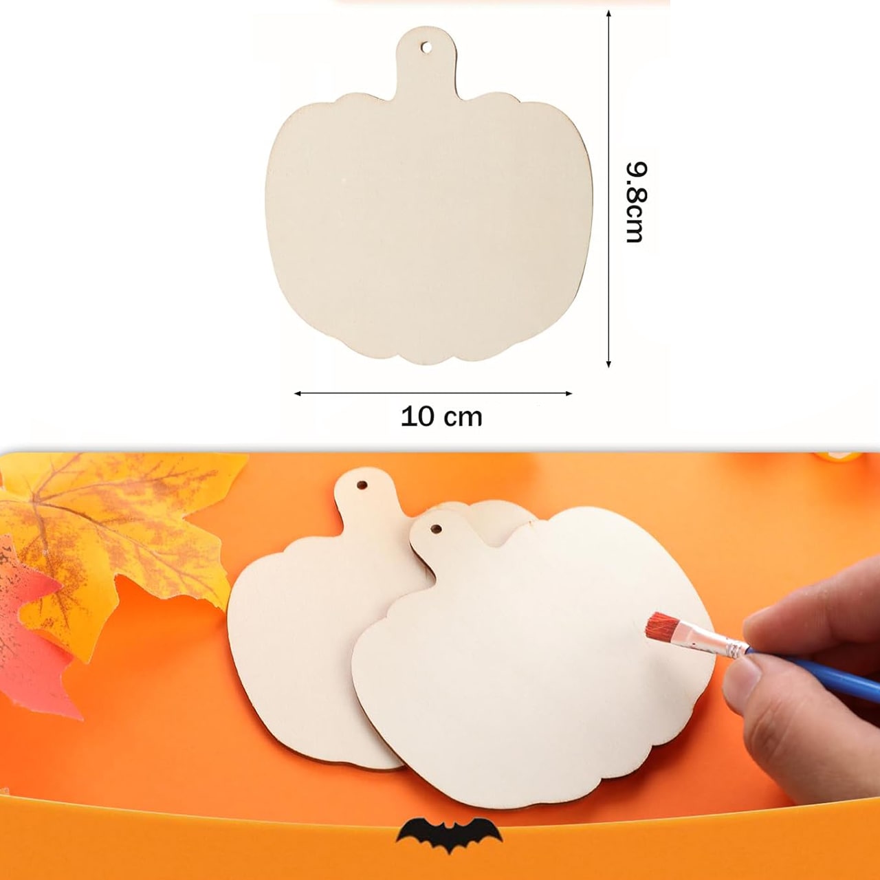 Pumpkins, lesene ploščice v obliki buč, na katerih ustvarjate sami (10 kosov) - Image 7