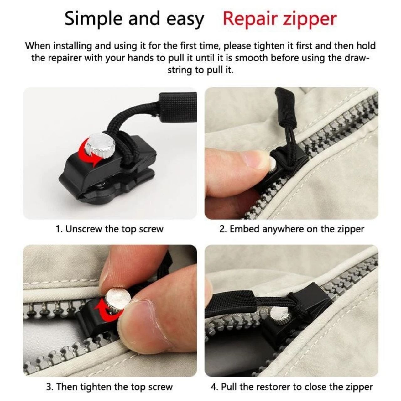 ZipFix, večnamenski komplet za popravilo zadrg (12 kosov) - Image 4